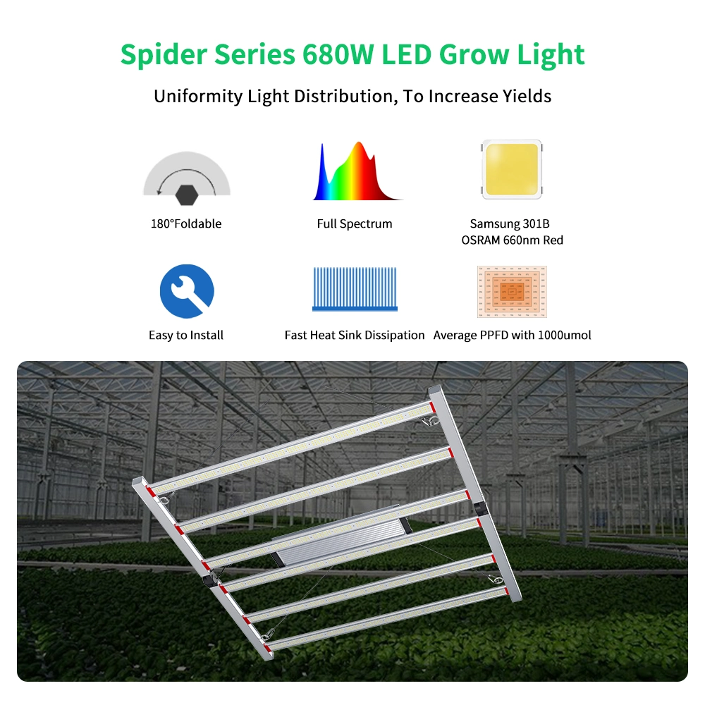 High Power Foldable LED Grow Light 680W Full Spectrum Lm301b Diodes Dimmable Medical Plants LED Grow Lights