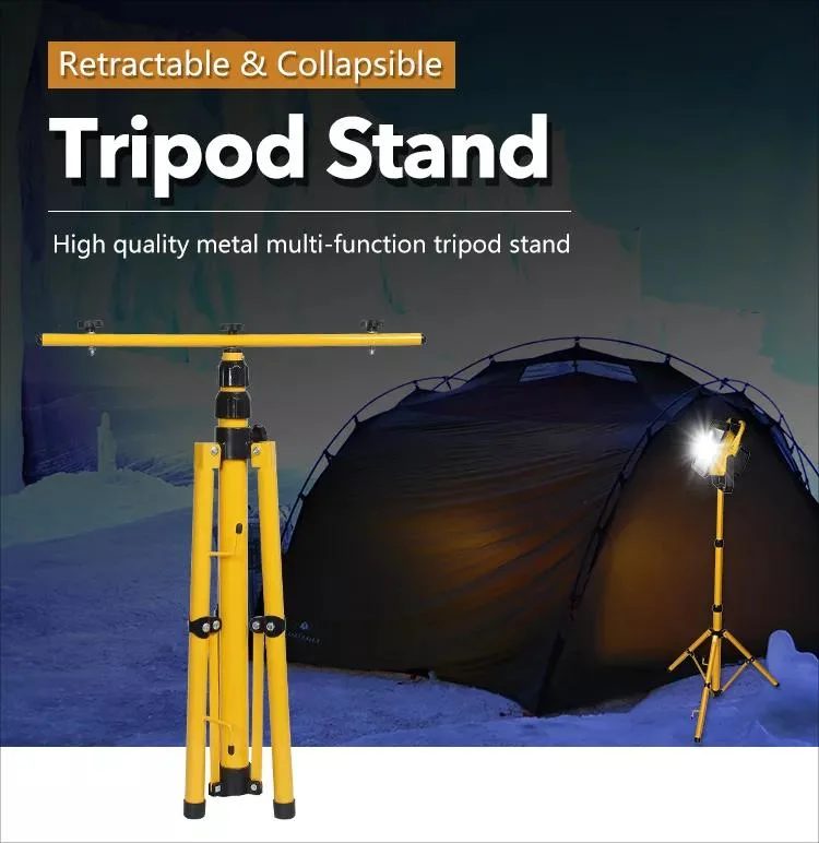 Professional Heavy Duty Steel Adjustable Stand Telescopic Tripod for LED Work Flood Lights Camp Emergency Lamp